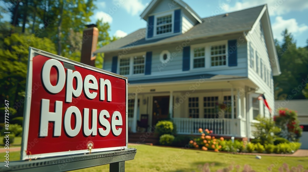 A red sign that says Open House on it A red sign that says Open House on it
