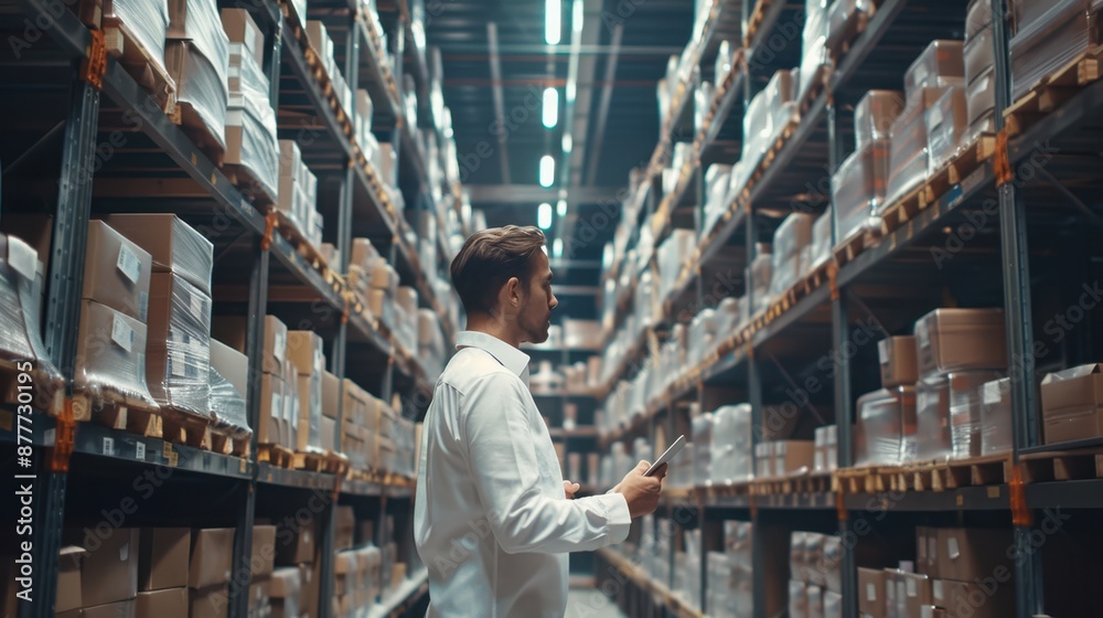 The warehouse manager with tablet The warehouse manager with tablet