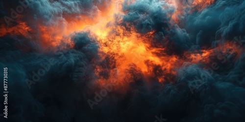 Fiery Sky with Dark Clouds