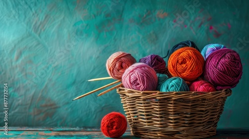 The Basket of Colorful Yarn photo