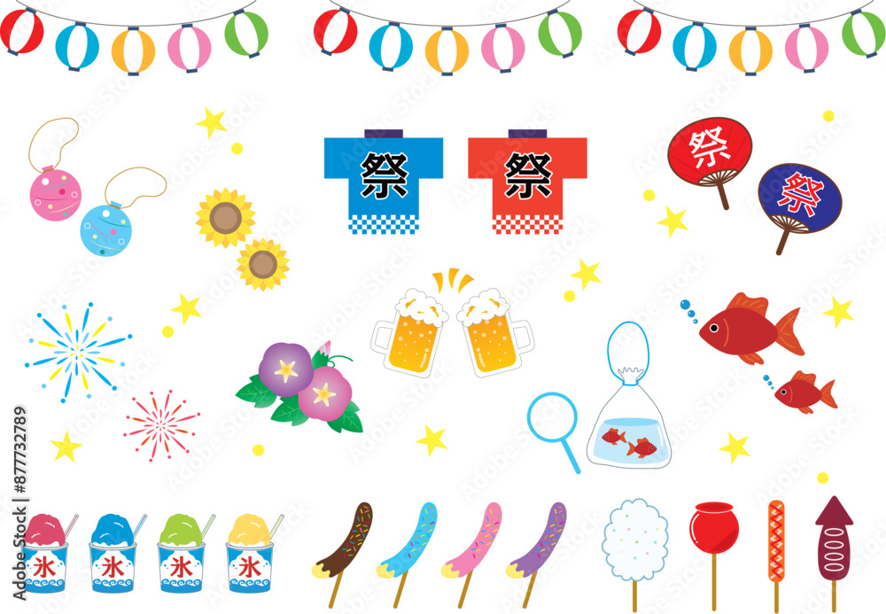夏祭りのアイコンセット 夏祭りのアイコンセット