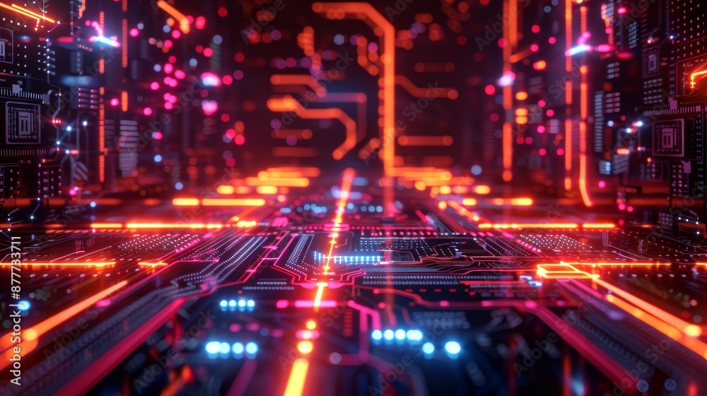 Obraz premium Neon Networks Illuminating the Future Grid