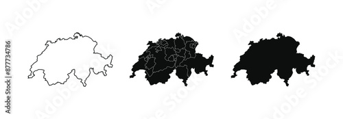 Map of Switzerland. Vector Switzerland Map on white background.
