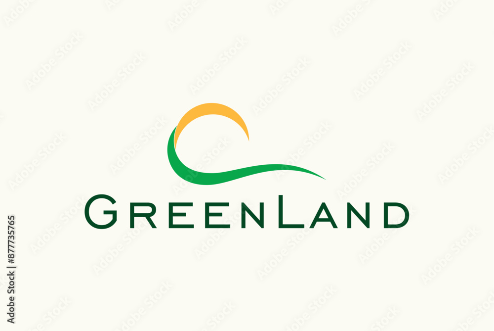 Green Land nature sun logo design business name ideas vector image editable 
