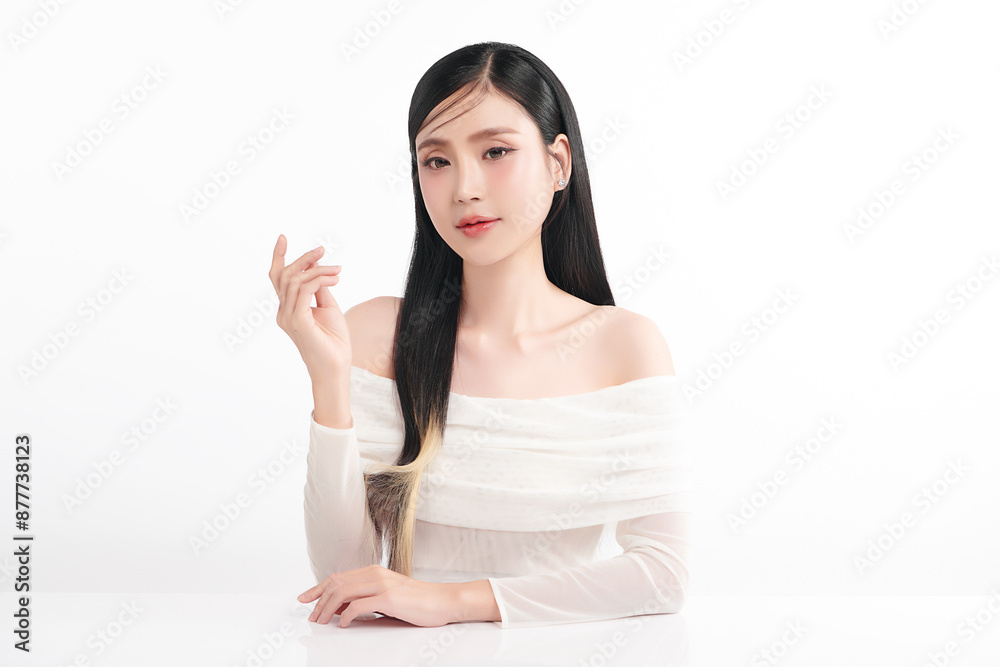 Beautiful young asian woman with clean fresh skin on white background, Face care, Facial treatment, Cosmetology, beauty and spa, Asian women portrait. Beautiful young asian woman with clean fresh skin on white background, Face care, Facial treatment, Cosmetology, beauty and spa, Asian women portrait.