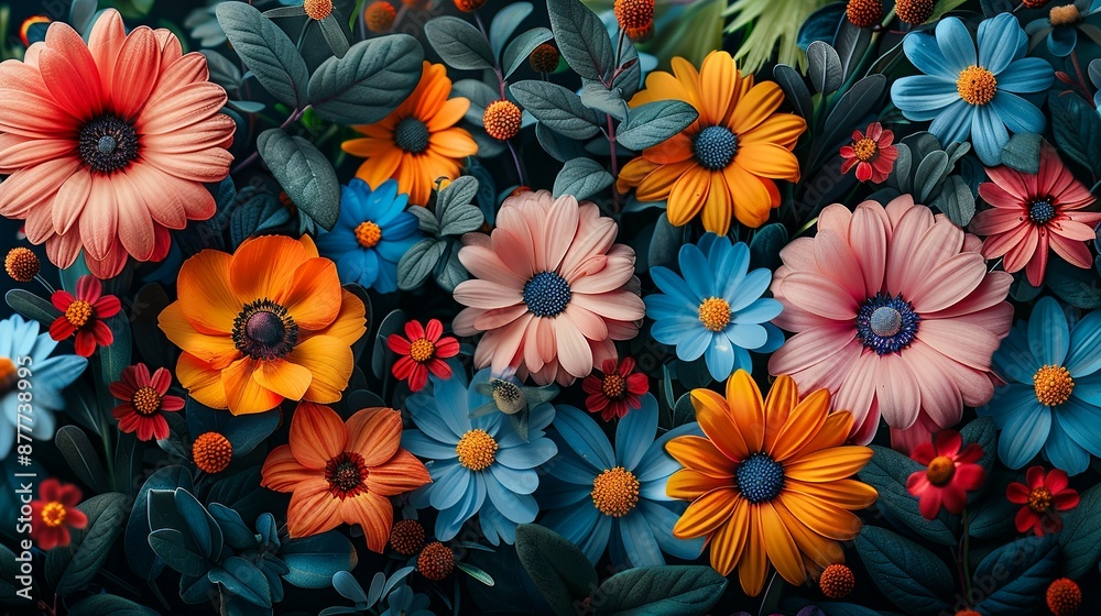 Colorful garden blooms add a touch of vibrancy and beauty to any project with a variety of flowers in full bloom ideal for lively and inviting backgrounds Background Illustration, Bright color tones, Colorful garden blooms add a touch of vibrancy and beauty to any project with a variety of flowers in full bloom ideal for lively and inviting backgrounds Background Illustration, Bright color tones,