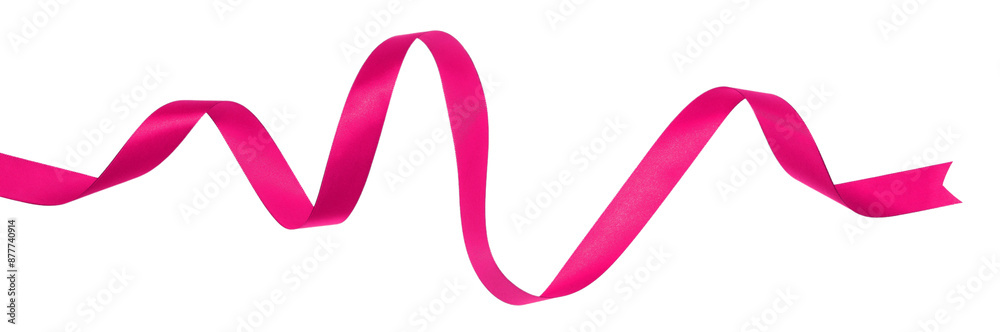 One pink satin ribbon isolated on white One pink satin ribbon isolated on white