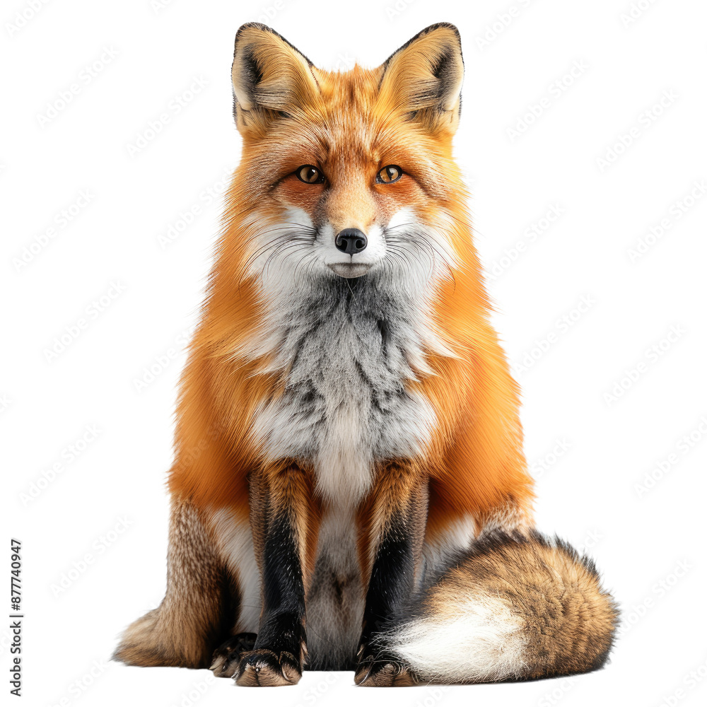 Fototapeta premium Portrait of Wolf sitting isolated on a transparent background for web banner, wallpaper