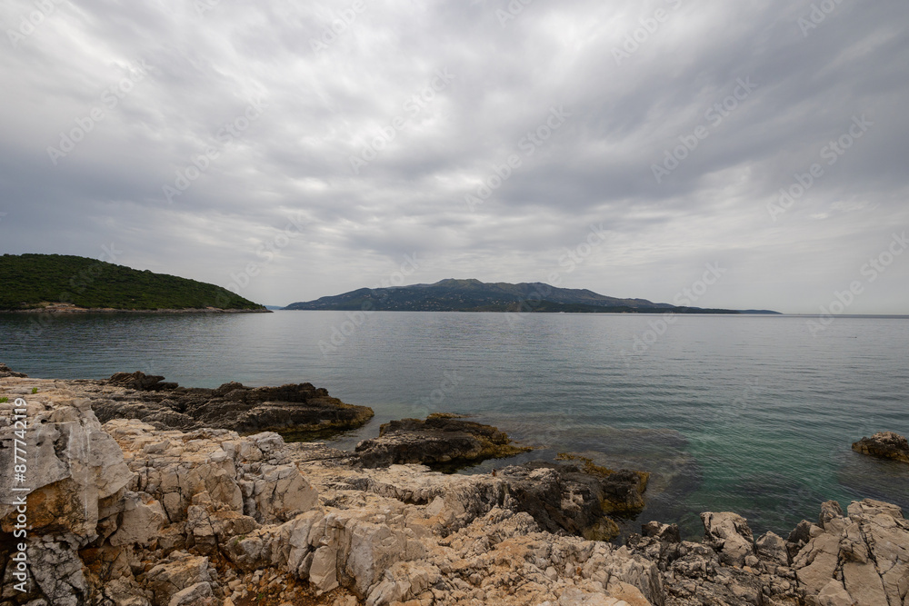 Scenic views of Ksamil on the Albanian Riviera along the southern coast of the Ionian Sea Scenic views of Ksamil on the Albanian Riviera along the southern coast of the Ionian Sea