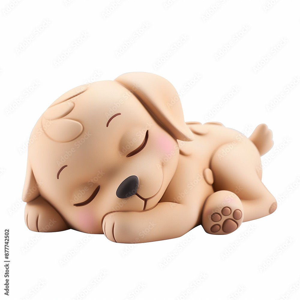 tiny cute sleeping dog cartoon animal toy character isolated on white background tiny cute sleeping dog cartoon animal toy character isolated on white background