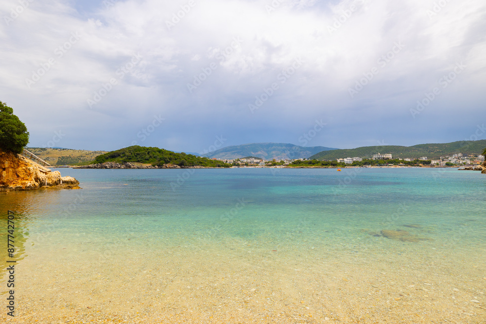 Scenic views of Ksamil on the Albanian Riviera along the southern coast of the Ionian Sea Scenic views of Ksamil on the Albanian Riviera along the southern coast of the Ionian Sea