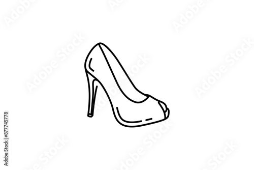 Elegant womens shoes on white background. Fashion female shoes isolated vector illustration. high heels icon design with line style. Single object.