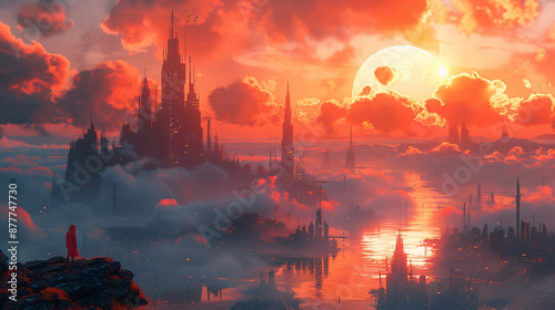 city with cloud at sunrise