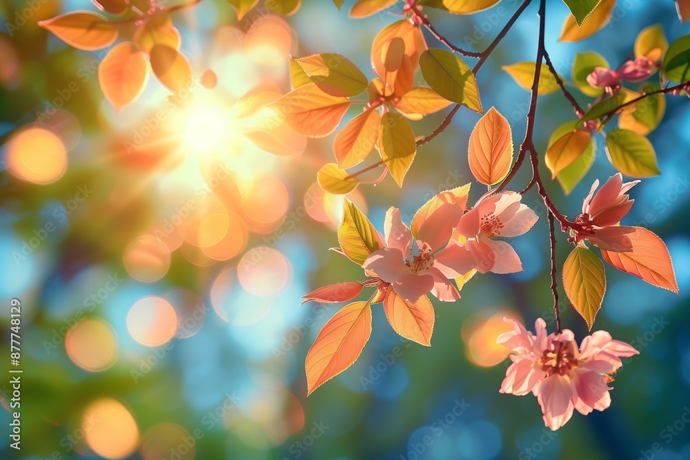 Sunny Spring Sky Background with Warm Glow Sunny Spring Sky Background with Warm Glow