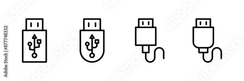 Usb icon vector isolated on white background. Flash disk icon vector