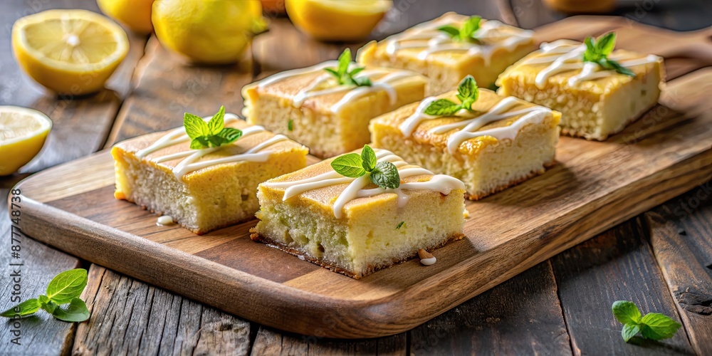 Homemade lemon brownies with a citrusy lemon glaze and zest on a rustic cutting board , lemon, brownies, homemade, glaze, zest, citrus Homemade lemon brownies with a citrusy lemon glaze and zest on a rustic cutting board , lemon, brownies, homemade, glaze, zest, citrus