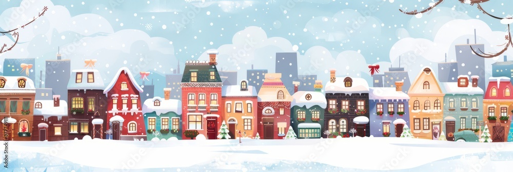 happy winter seamless cityscape for your design happy winter seamless cityscape for your design