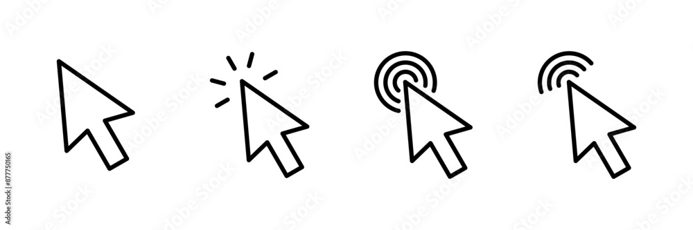 Click icon vector isolated on white background. Cursor icon. Computer mouse click cursor black arrow icons. pointer arrow