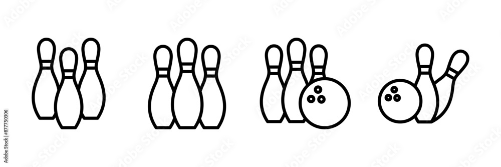 Bowling game Pin Icon vector isolated on white background. Bowling icon, ball and pin Bowling game Pin Icon vector isolated on white background. Bowling icon, ball and pin