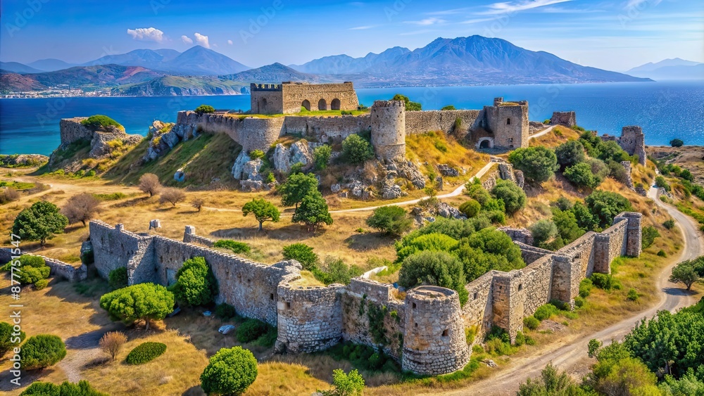 Obraz premium Castle ruins of Antimachia Castle in Kos Island, Greece , castle, ruins, Antimachia Castle