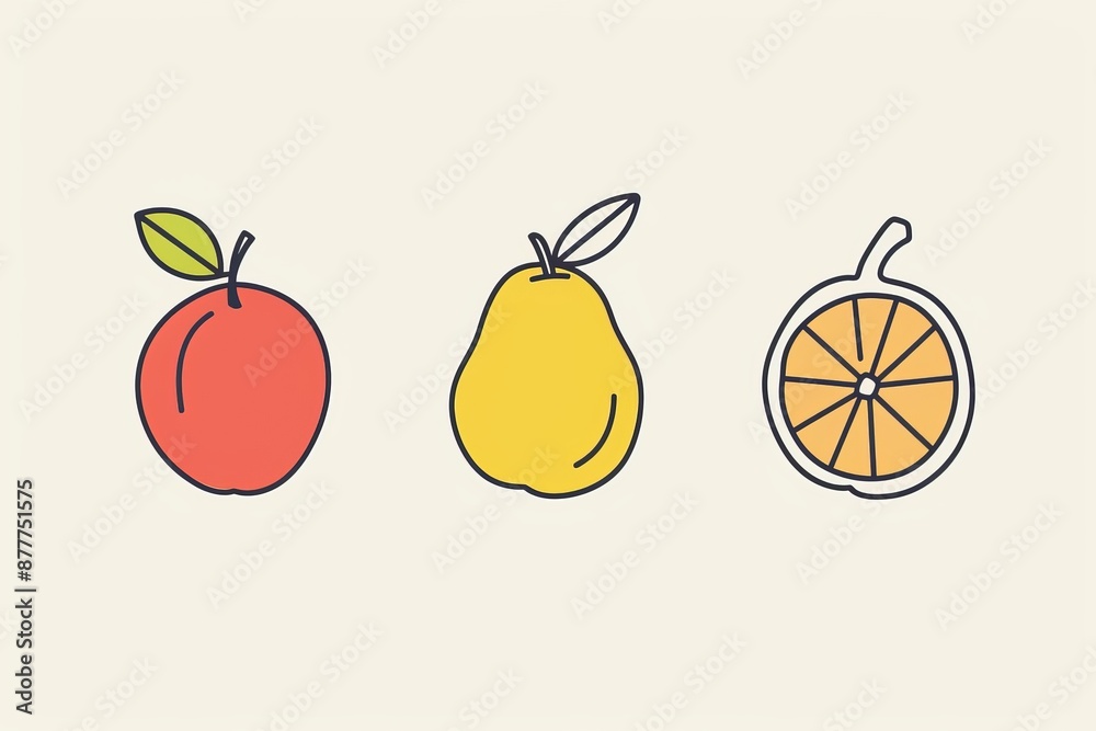 Obraz premium fruit illustrations with clean lines