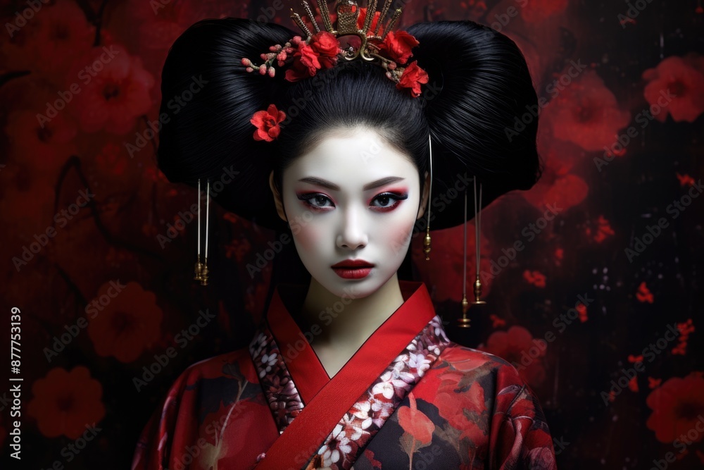 Cultural elegance - portrait geisha, intricate beauty, grace of traditional japanese attire, refined makeup, elaborate hairstyle, timeless allure of geisha artistry and cultural heritage. Cultural elegance - portrait geisha, intricate beauty, grace of traditional japanese attire, refined makeup, elaborate hairstyle, timeless allure of geisha artistry and cultural heritage.