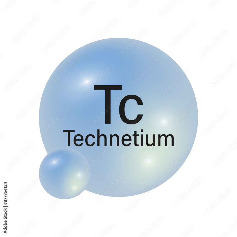 Technetium element icon. Blue gradient sphere. Atomic symbol Tc. Vector illustration. Technetium element icon. Blue gradient sphere. Atomic symbol Tc. Vector illustration.