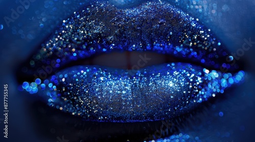 The blue glitter lips photo