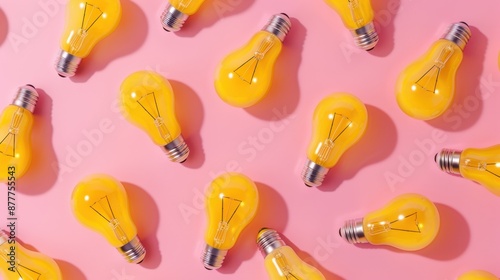 The Yellow Lightbulbs on Pink photo