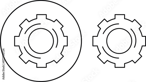 The gear icon. A parameter or an installation symbol. Isolated vector illustration on a transparent background.