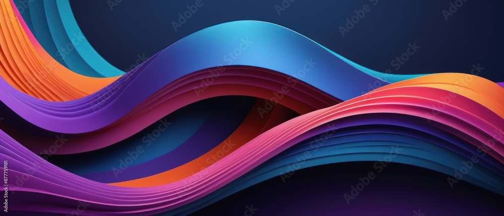 Vibrant and dynamic 3D waves in bright colors on a gradient background, perfect for abstract art and design projects. Vibrant and dynamic 3D waves in bright colors on a gradient background, perfect for abstract art and design projects.