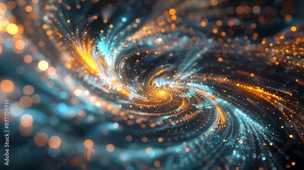 Quantum realm with swirling energy and floating particles Quantum realm with swirling energy and floating particles