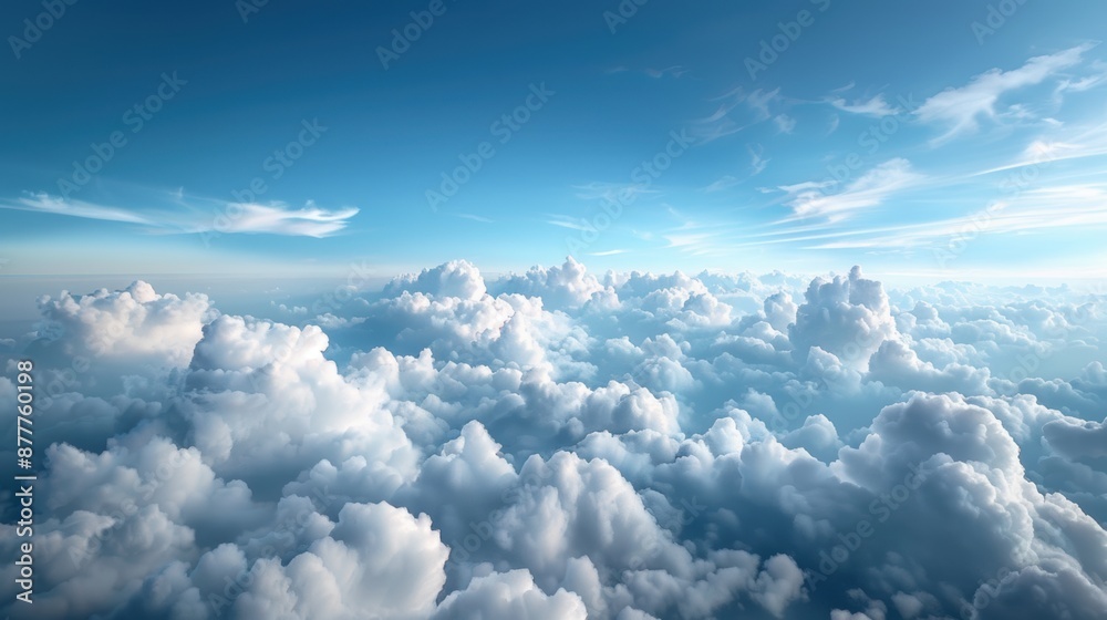 The sky is filled with clouds, creating a sense of depth and vastness. The blue sky serves as a backdrop for the clouds, which are scattered throughout the scene. The clouds vary in size and shape The sky is filled with clouds, creating a sense of depth and vastness. The blue sky serves as a backdrop for the clouds, which are scattered throughout the scene. The clouds vary in size and shape