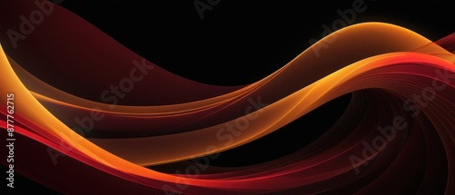 A vibrant abstract image featuring flowing waves of red and orange light against a black background, radiating energy and movement.