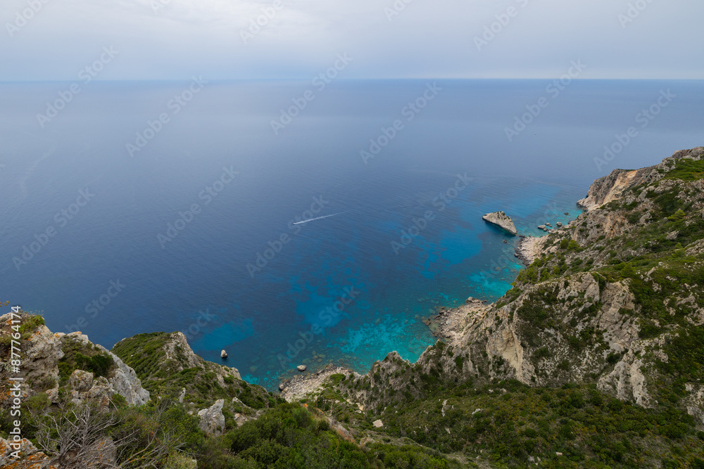 Scenic elevated view over the Ionian Sea from the Angelo Castro Viewpoint in north west Corfu Scenic elevated view over the Ionian Sea from the Angelo Castro Viewpoint in north west Corfu