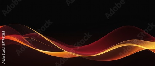 A vibrant abstract image featuring flowing waves of red and orange light against a black background, radiating energy and movement.