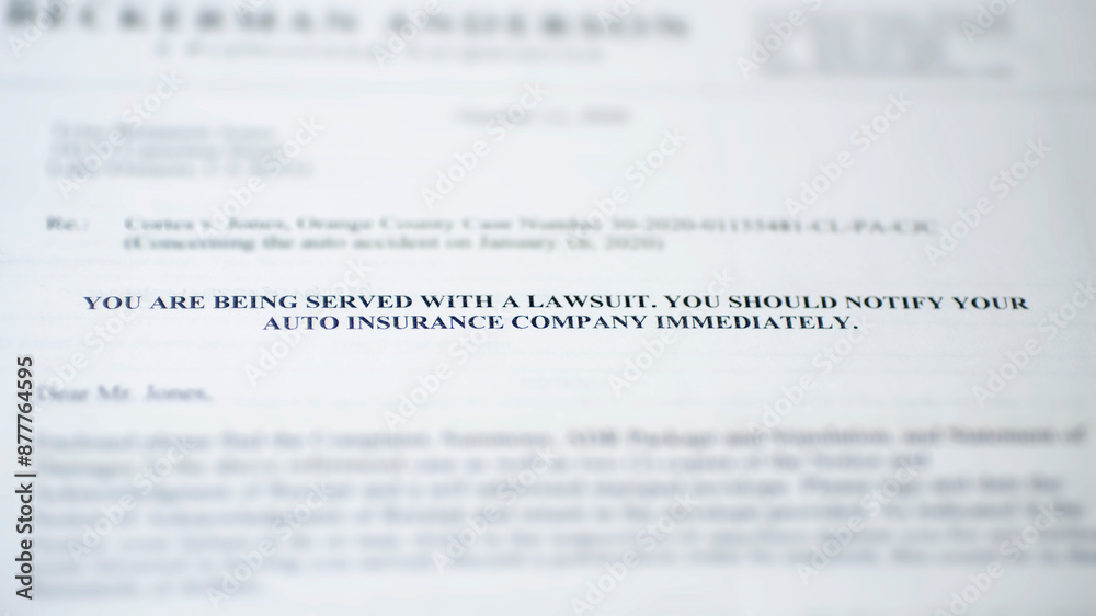 Lawsuit service notice, selective focus on the title Lawsuit service notice, selective focus on the title