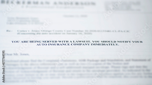 Φωτογραφία Lawsuit service notice, selective focus on the title