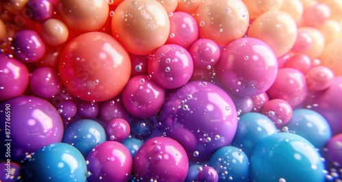 Abstract background of colorful, iridescent bubbles, perfect for backgrounds, wallpapers, and creative projects. Concepts. vibrant, playful, science, and texture.