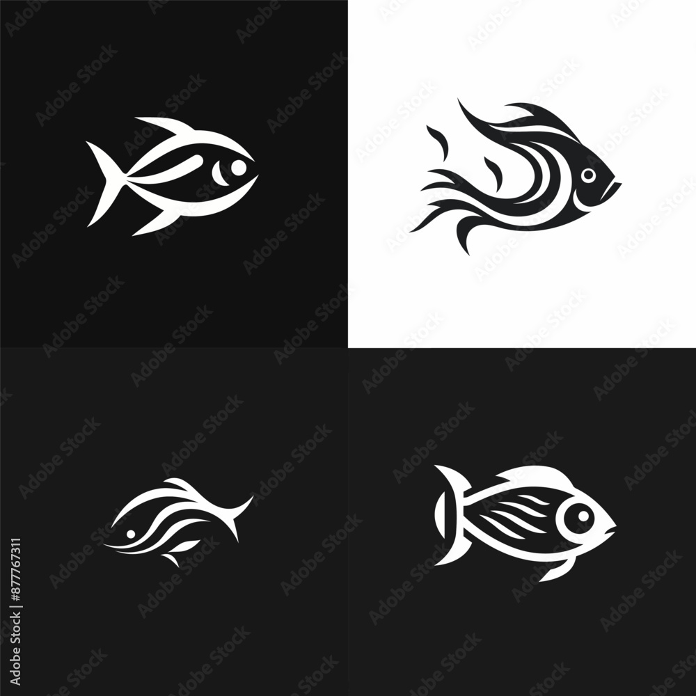 Obraz premium Fish logo design vector illustration