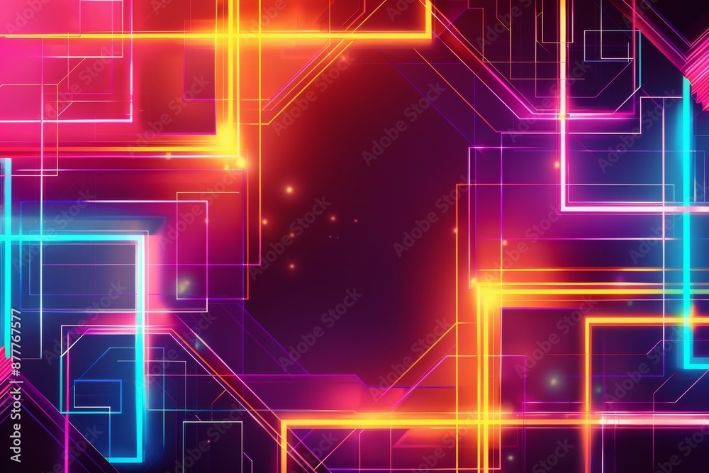 Fototapeta premium Abstract neon background with geometric shapes