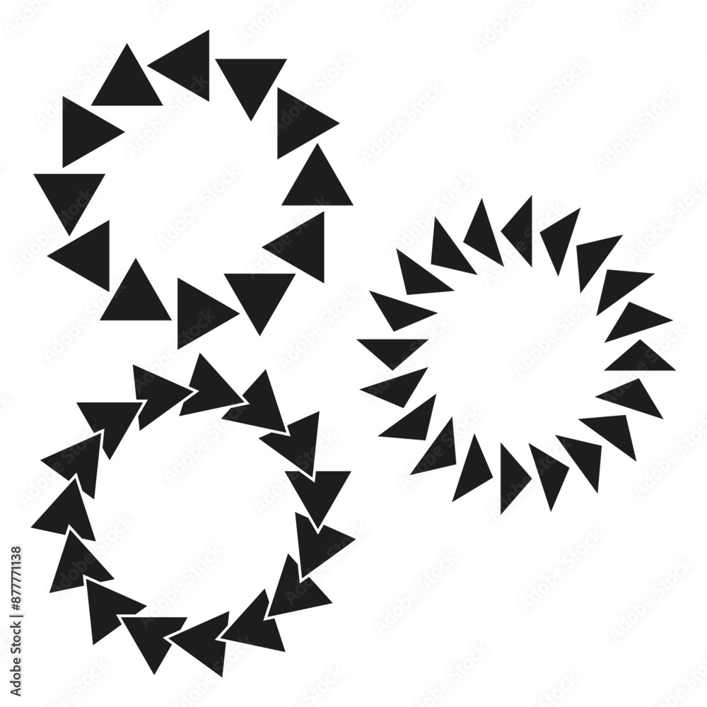 Triangle circle patterns. Geometric vector design. Black and white. Abstract elements. Triangle circle patterns. Geometric vector design. Black and white. Abstract elements.