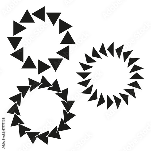 Triangle circle patterns. Geometric vector design. Black and white. Abstract elements.