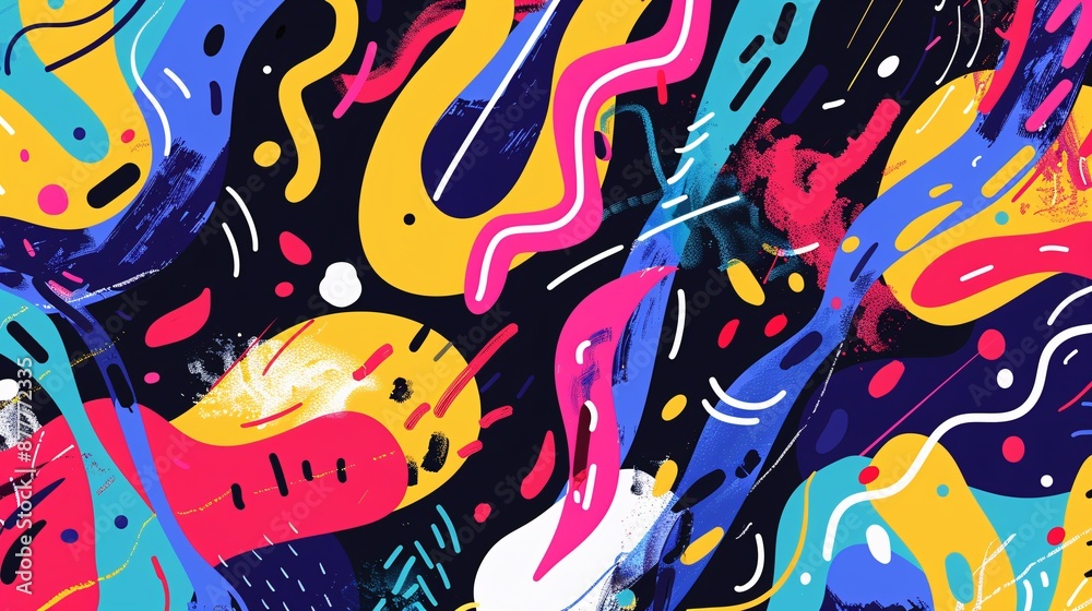 Abstract Colorful Shapes on Dark Background
