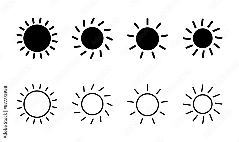 Sun icon set. Brightness Icon vector Sun icon set. Brightness Icon vector