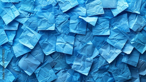Experience a group of blue sticky post-it notes arranged dynamically on a transparent background, blending functionality with aesthetics. The translucency of the PNG file adds a modern touch to these 