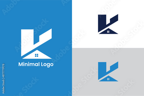 K in vector for construction, home, real estate, building, property, initial k letter with home window concept vector logo design
