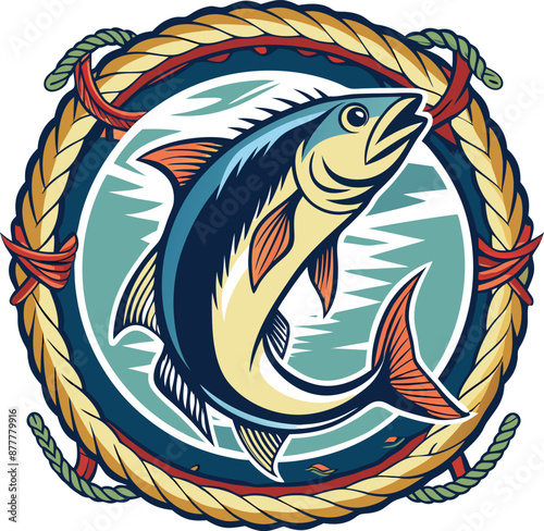 Wallpaper Mural Fishing Vector Illustration. Fishing T-Shirt Design. Torontodigital.ca