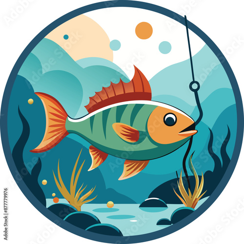Wallpaper Mural Fishing Vector Illustration. Fishing T-Shirt Design. Torontodigital.ca