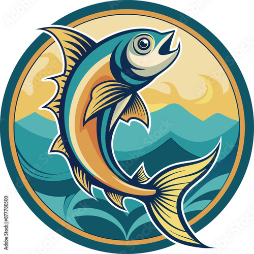 Wallpaper Mural Fishing Vector Illustration. Fishing T-Shirt Design. Torontodigital.ca